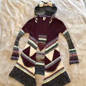 Multi color hooded cardigan